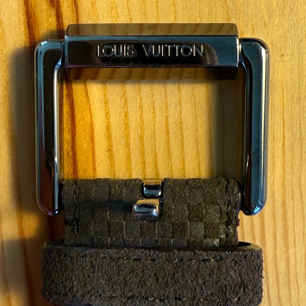 Louis Vuitton Chrome and Dark Brown Belt Buckle. Look new